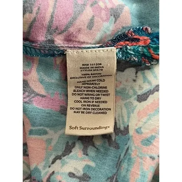 Soft Surroundings Sz L Petite Florence Dress Floral Midi Coastal Vacation Cruise - Picture 14 of 14